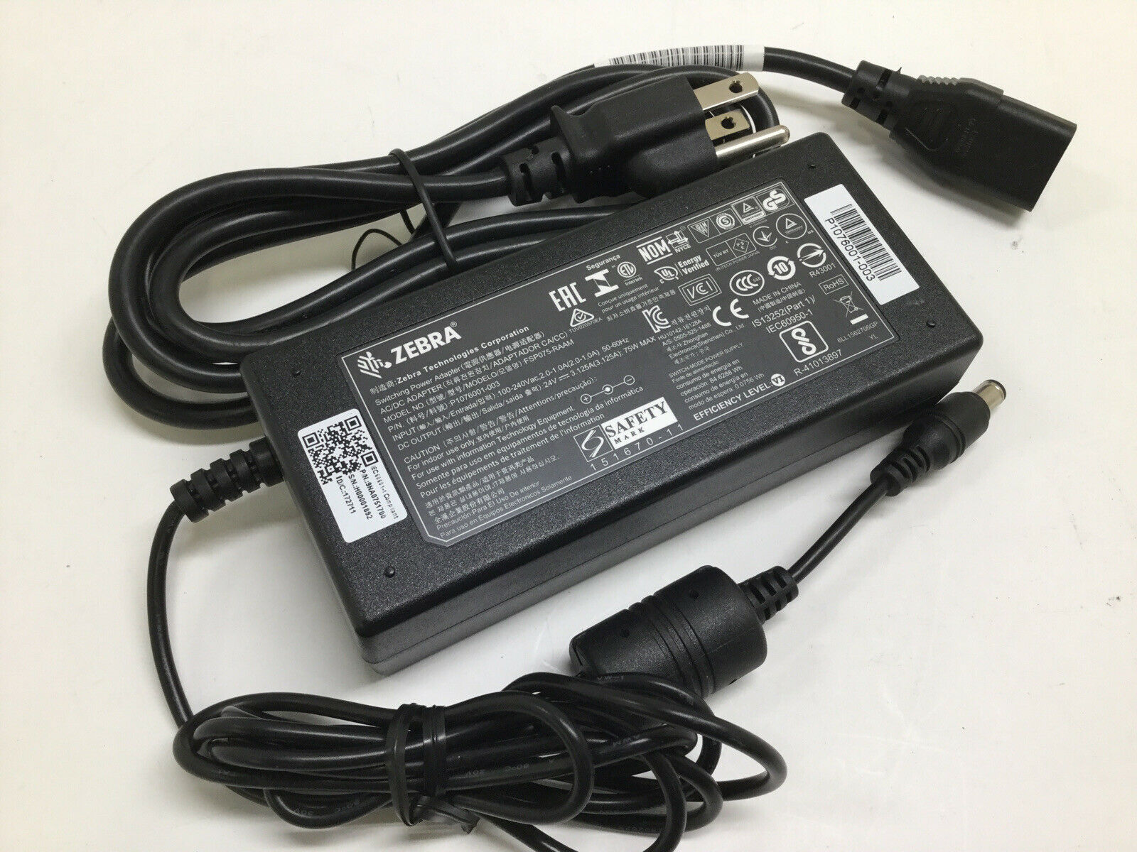 NEW ZEBRA FSP075-RAAM P1076001-003 AC Adapter Power Supply 24V 3.125A 75W Compatible Brand: ZEBRA Color: Black Maximum