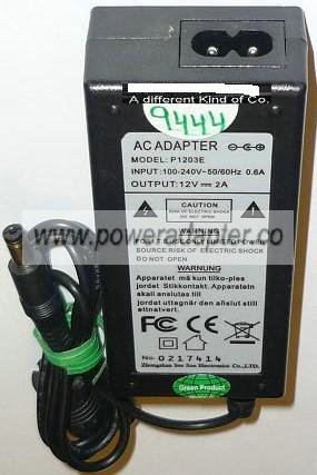 ZHONGSHAN P1203E AC ADAPTER 12VDC 2A USED -(+) 2x5.5x9mm ROUND - Click Image to Close