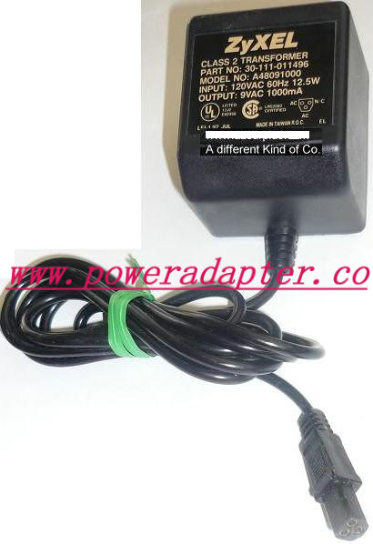 ZYXEL A48091000 AC ADAPTER 9V 1000mA USED 3PIN FEMALE CLASS 2 TR - Click Image to Close
