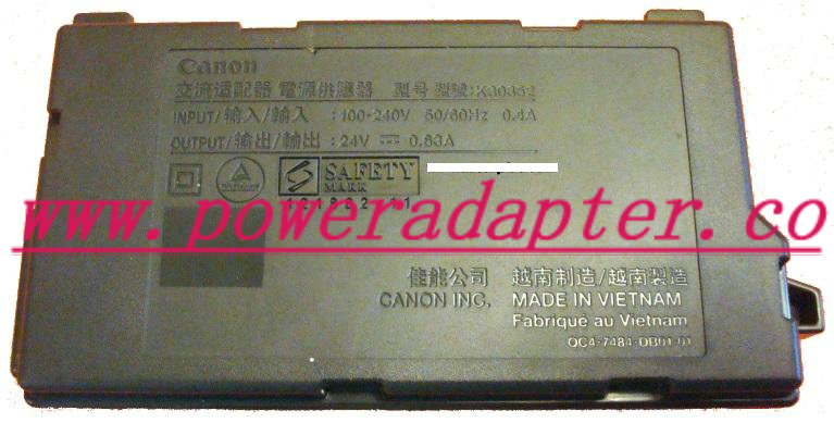 CANON K30352 POWER SUPPLY 24V 0.63A 2Pin Powersupply 100-240vac - Click Image to Close