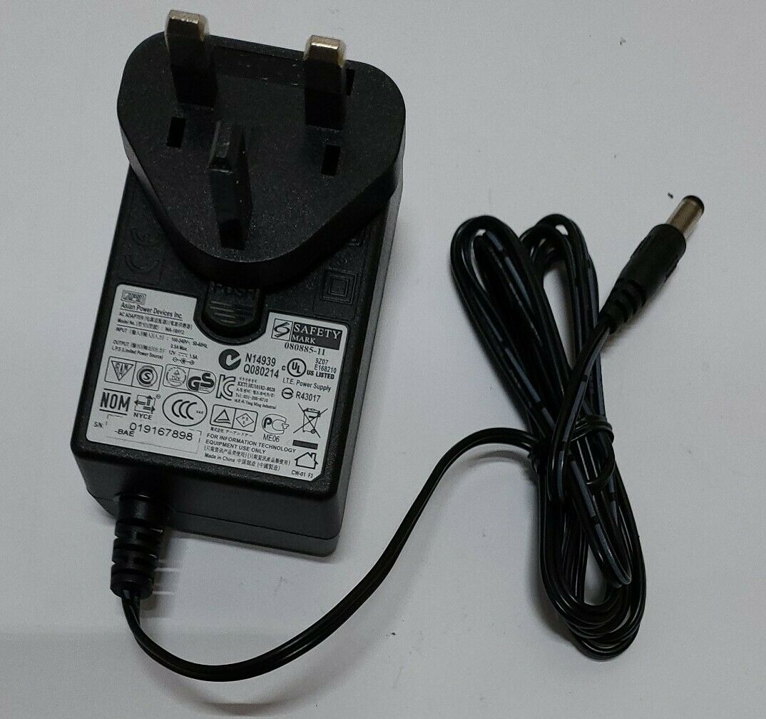 GENUINE ORIGINAL APD ASIAN WA-18H12 POWER SUPPLY ADAPTER 12 1.5A UK EU PLUG Brand: ASIAN POWER DEVICES Compatible Br - Click Image to Close