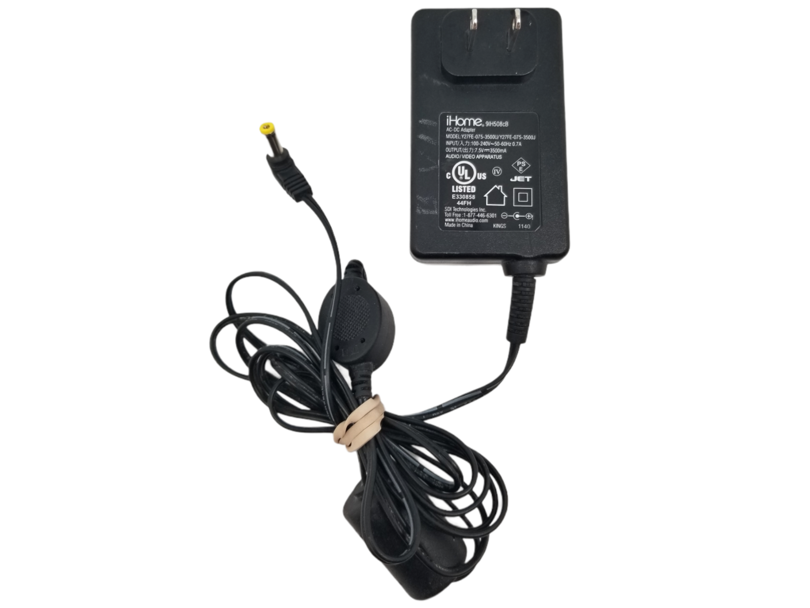iHome Power Cord AC-DC Adapter 9lH533cB Model Y27FE-075-3500U Audio/Video Compatible Brand: ihome Type: AC/DC Adapte