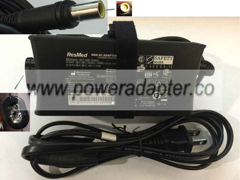 Resmed 370001 Ac Adapter 24vdc 3.75A 90W Used Power Supply Round