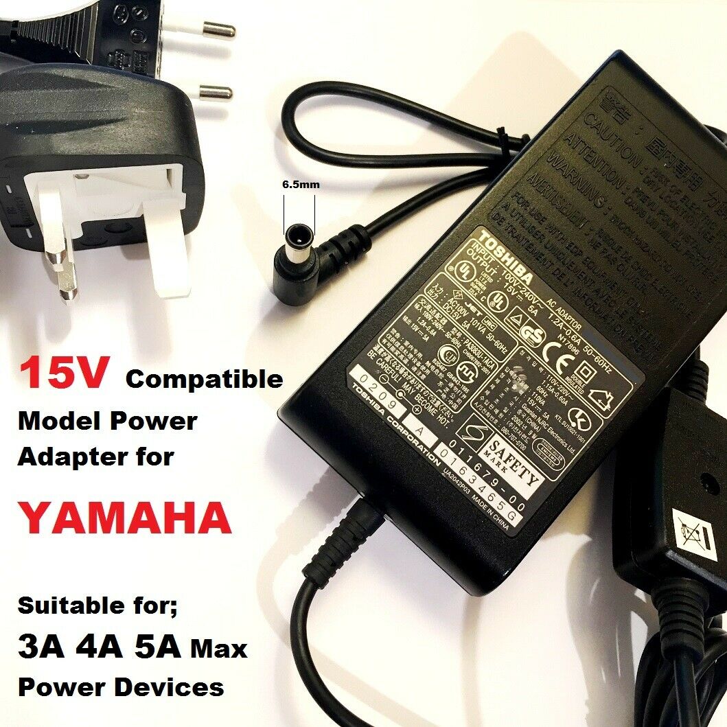 Compatible 15V 3A Adapter for Yamaha 15V 2.56A, EADP-38EB A, THR10 THR10C THR10X Compatible 15V 3A Adapter for Yamaha