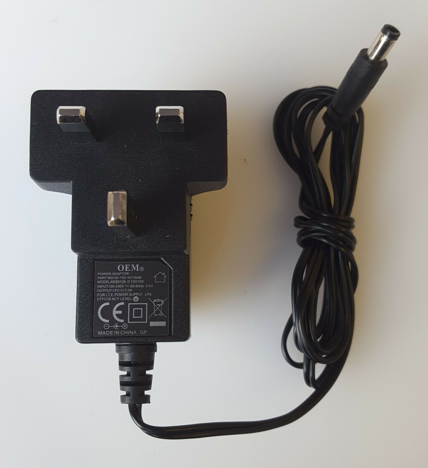 OEM ADS0128-D 120100 AC/DC POWER SUPPLY ADAPTER 12V 1.0A 30-132-101164B UK PLUG Country/Region of Manufacture: China O - Click Image to Close