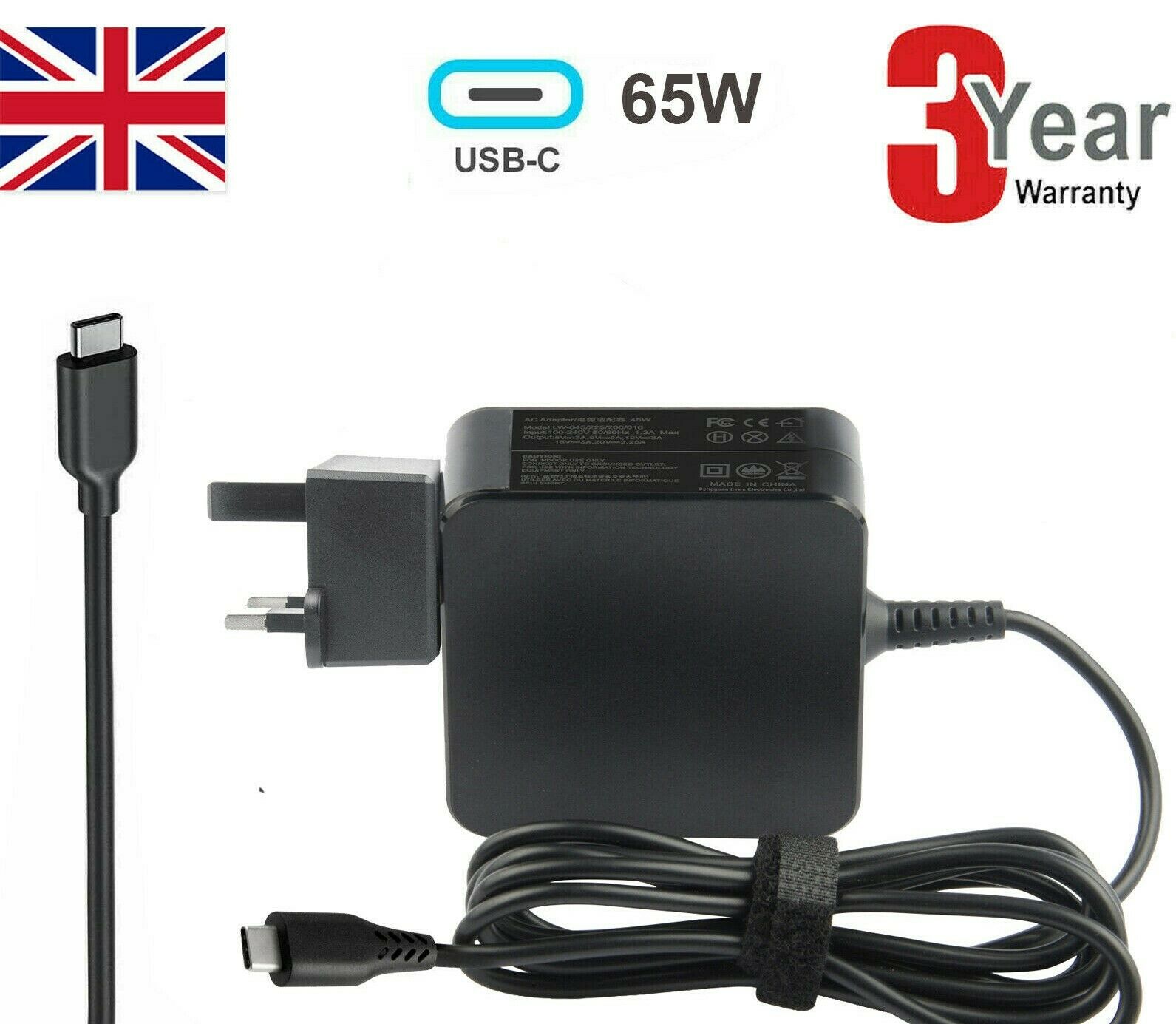 65W USB Type-C Adapter Charger for DELL,HP,ASUS,Lenovo,Xiaomi,Huawei,Acer Laptop Colour: Black EAN: Does not apply Com