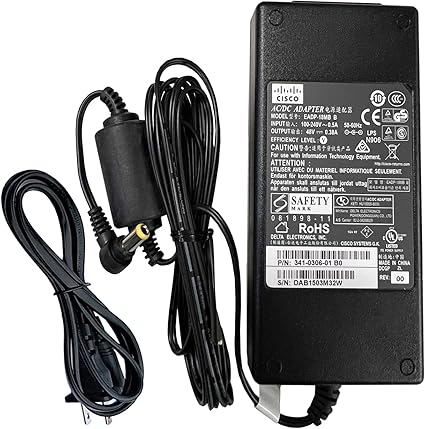 Genuine 48V UL AC/DC Adapter Compatible with Cisco Aironet 1700 2700 3700 3700i AIR-CAP3702I-A-K9 B-K9 R-K9 E-K9 AIR-LAP