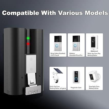 2-Pack Replacement Battery for Ring Doorbell - 7200mAh Rechargeable Camera Batteries with Charger Station for Ring Video
