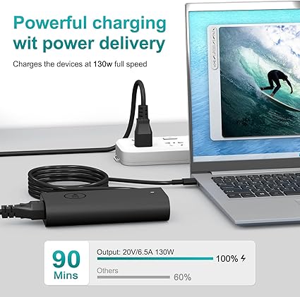 130W USB C Laptop Charger Compatible with Dell XPS 15 17 9575,Precision chrger 5750 5570 5550 5530 3560 3551 3550,Latitu