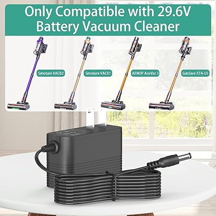 Replacement for 29.6V Battery Vacuum Cleaner Charger, 36V AC Adapter Compatible with Smoture VAC01 VAC02 AFNOP AceVac 1