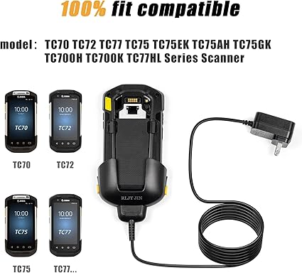 for Zebra Scanner TC77 Charger: for Symbol TC70 TC72 TC75 TC70X TC75X TC77HL TC720L PDA Barcode Scanners with 5.74ft Cab