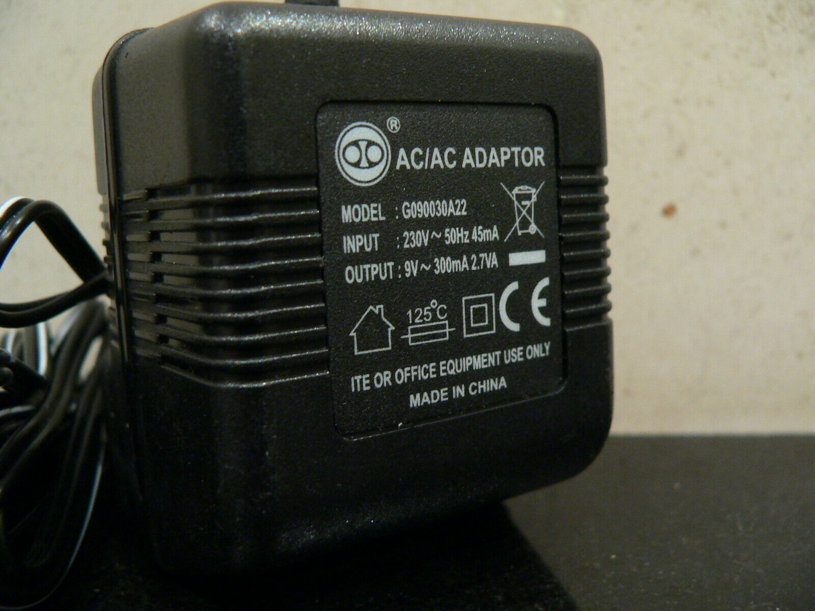 BT AC/AC adapter G090030A22 027300 9V 300mA 2.7VA Plug Adaptor PSU Power Supply"Five-Star"! Country/Region of Manufact