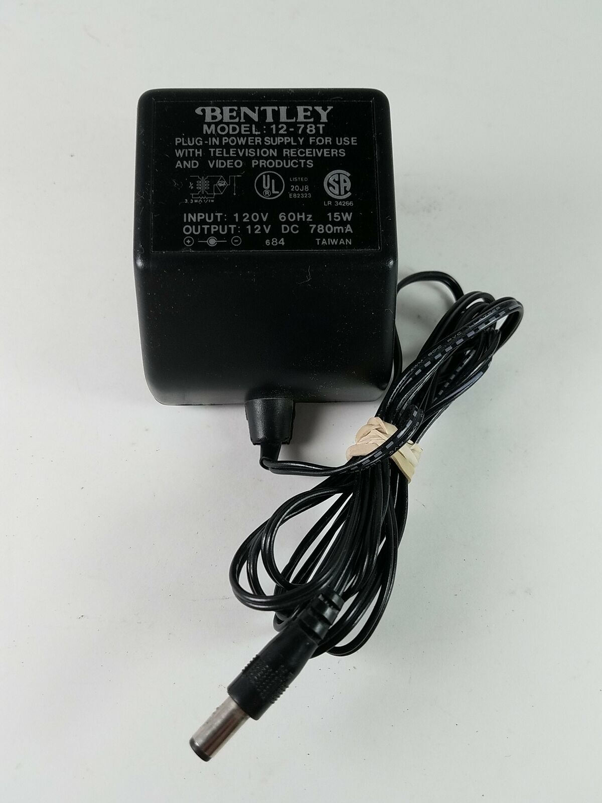 Bentley 12-78T Power Supply 12VDC 780mA Brand: Bentley Location: RS545 MPN: 12-78T Output Current: 780mA Output V