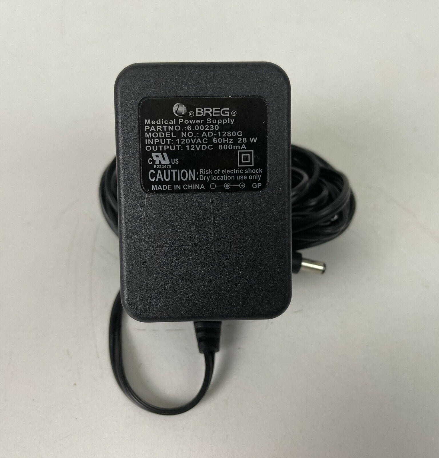 Genuine OEM Breg AD-1280G Polar Care System Power Supply Adapter 12V DC 800mA Brand: Breg Type: AC/DC Adapter Conne - Click Image to Close