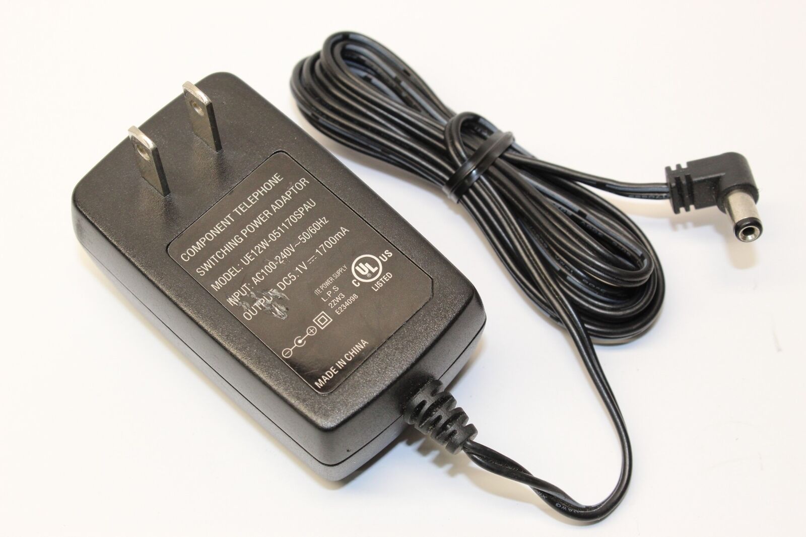 Component Telephone Switching Power AC Adapter UE12W-051170SPAU 5.1V DC 1700mA Brand: Generic Type: Adapter MPN: Do