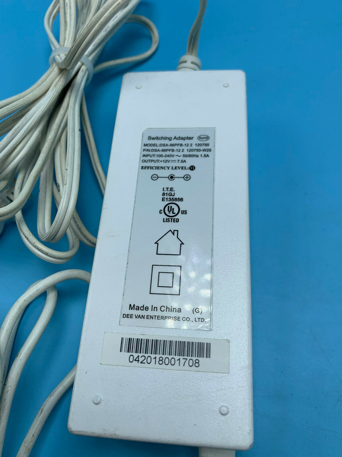 DEE VAN ENTERPRISE SWITCHING ADAPTER DSA-96PFB-12 2 12V 7.5A Connection Split/Duplication: 1:2 Type: Adapter MPN: D - Click Image to Close
