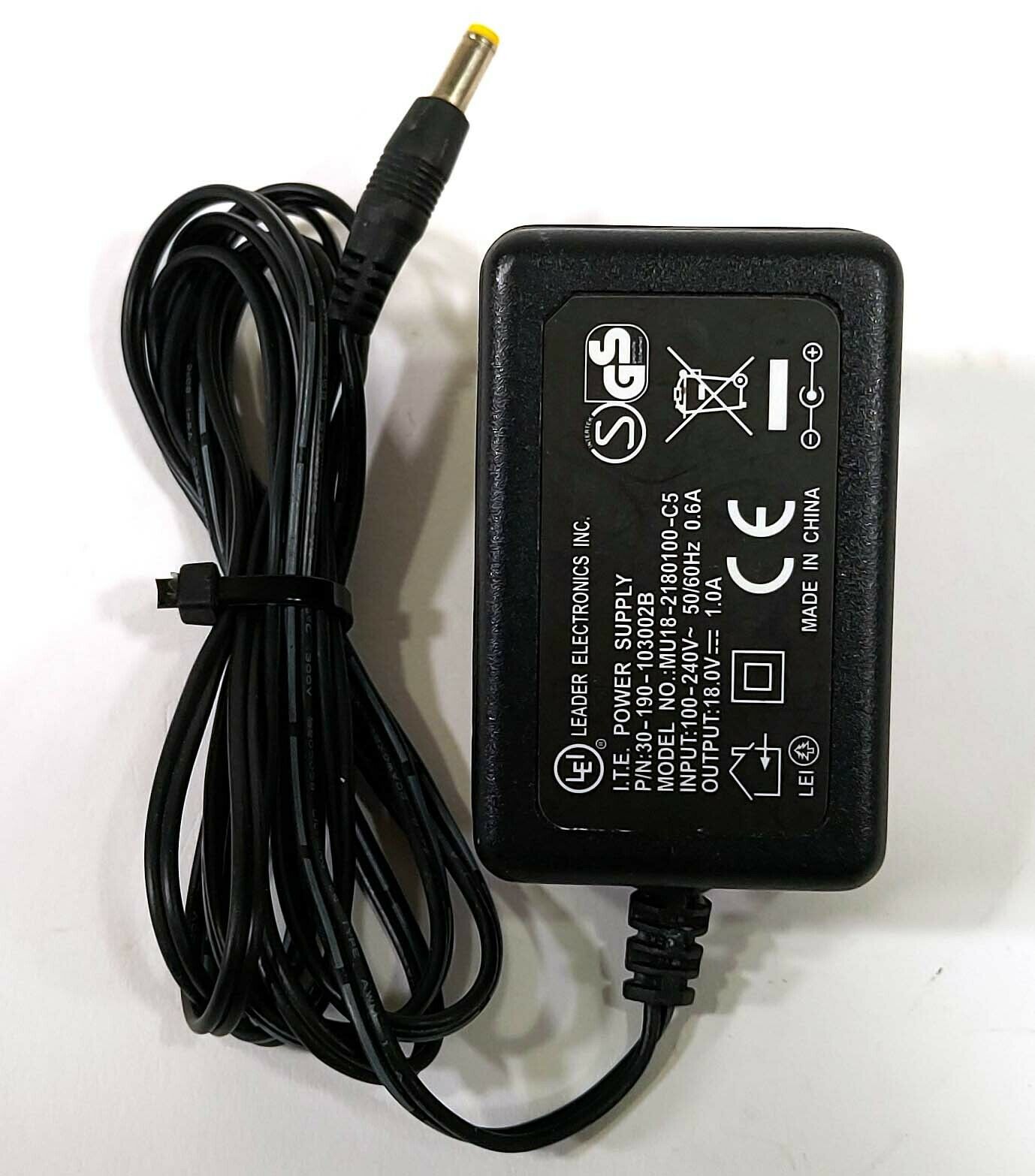 LEI Leader MU18-2180100-C5 AC/DC Adapter 18V 1A Power Supply Output Current: 1 A Compatible Brand: Universal Unit Type