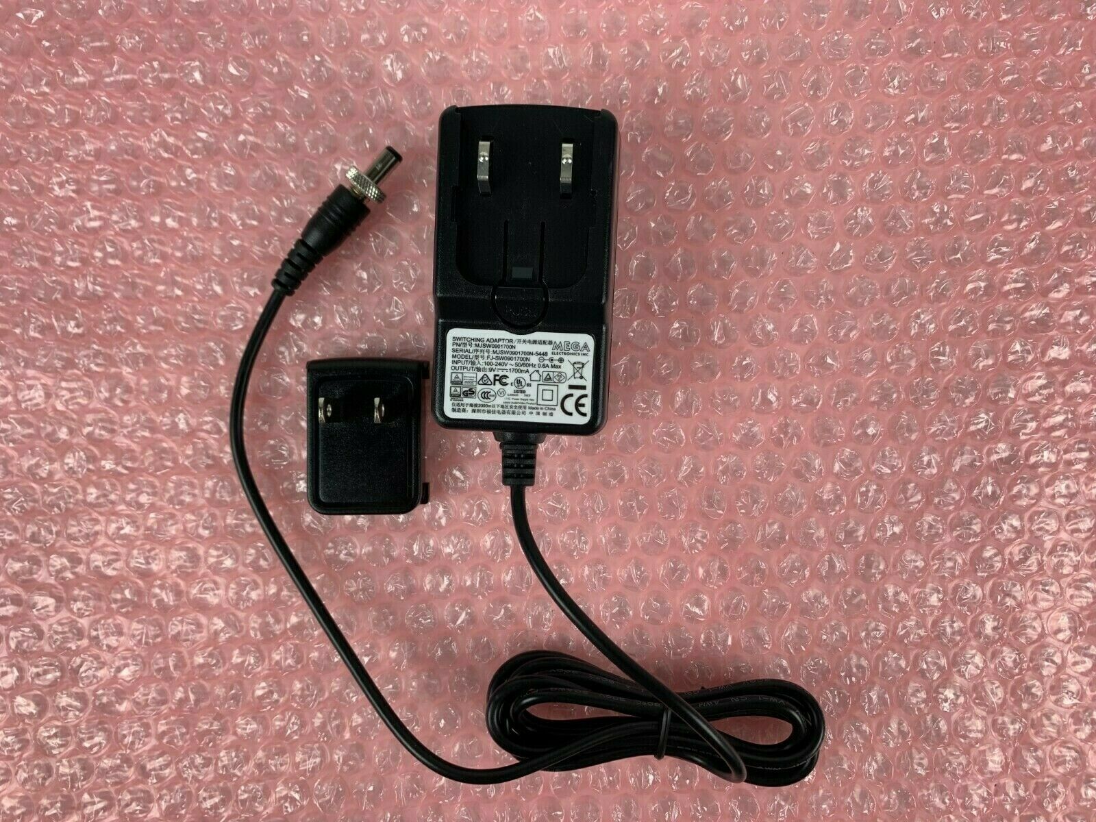Mega Electronics 9V DC 5.5mm 1700mA Switching Adaptor FJ-SW0901700N Type: DC adapter Wall Charger Brand: Mega Electro