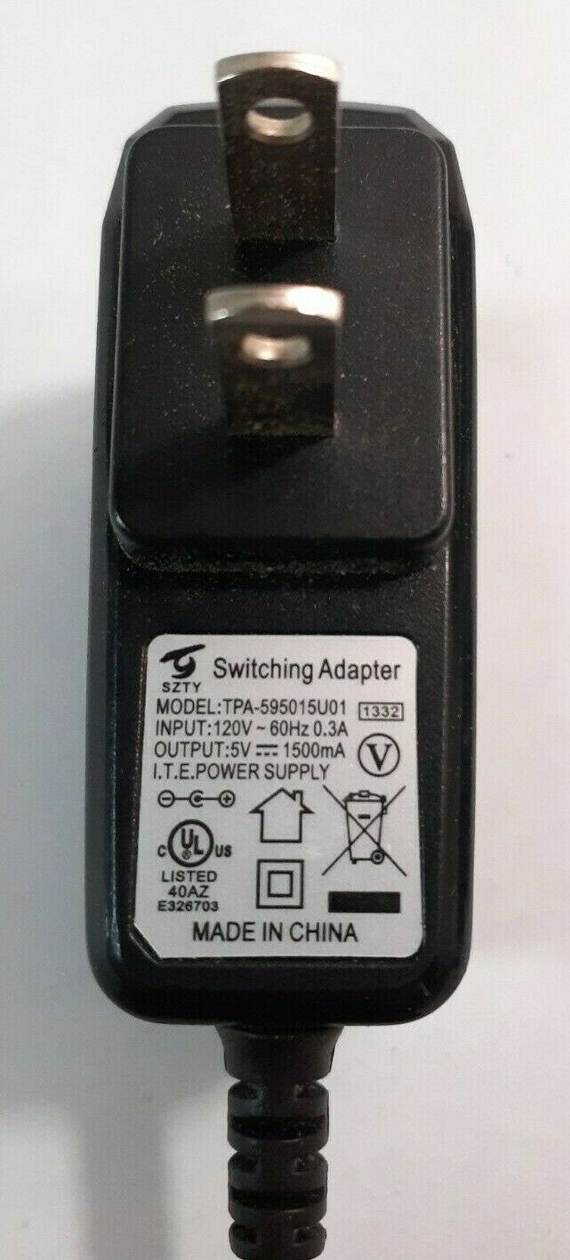 Szty Power Supply TPA-595015U01 5.0V AC Adapter 120V 0.3A I.T.E Power Supply Country/Region of Manufacture: China Type