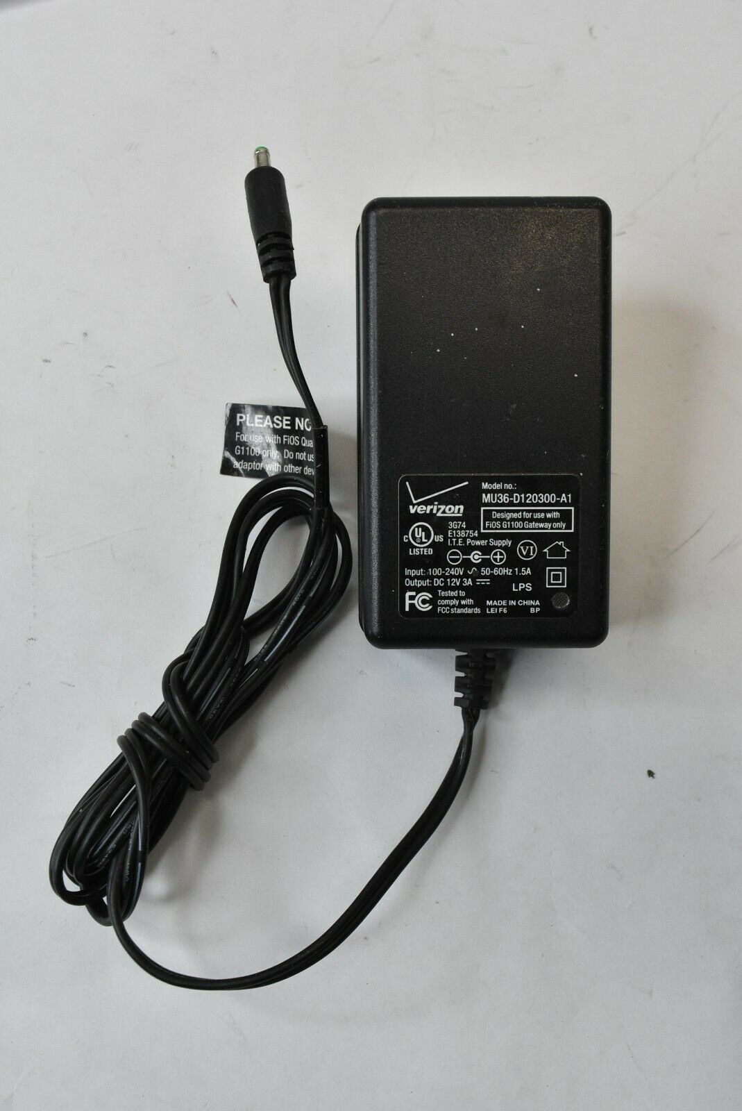 Verizon G1100 Power Supply Adapter Unit 12V 3A MU36-D120300-A1 Brand: Verizon UPC: Does not apply model no:MU36-D1203