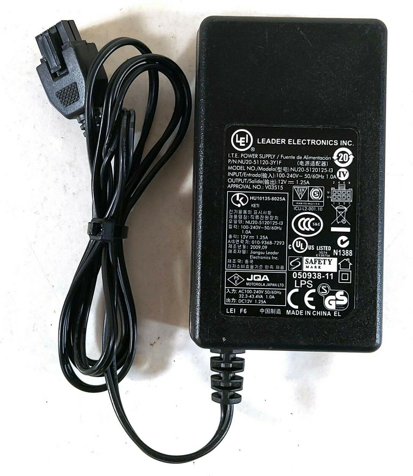 LEI Leader NU20-5120125-13 Adapter 12V 1.25A Genuine Charger Power Suppl Output Current: 1.25 A Compatible Brand: Un