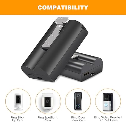 1-Pack Replacement V4 Battery for Ring-Video Doorbell 1/2/3/3Plus/4, Spotlight Cam and Stick Up Camera, Rechargeable Upg