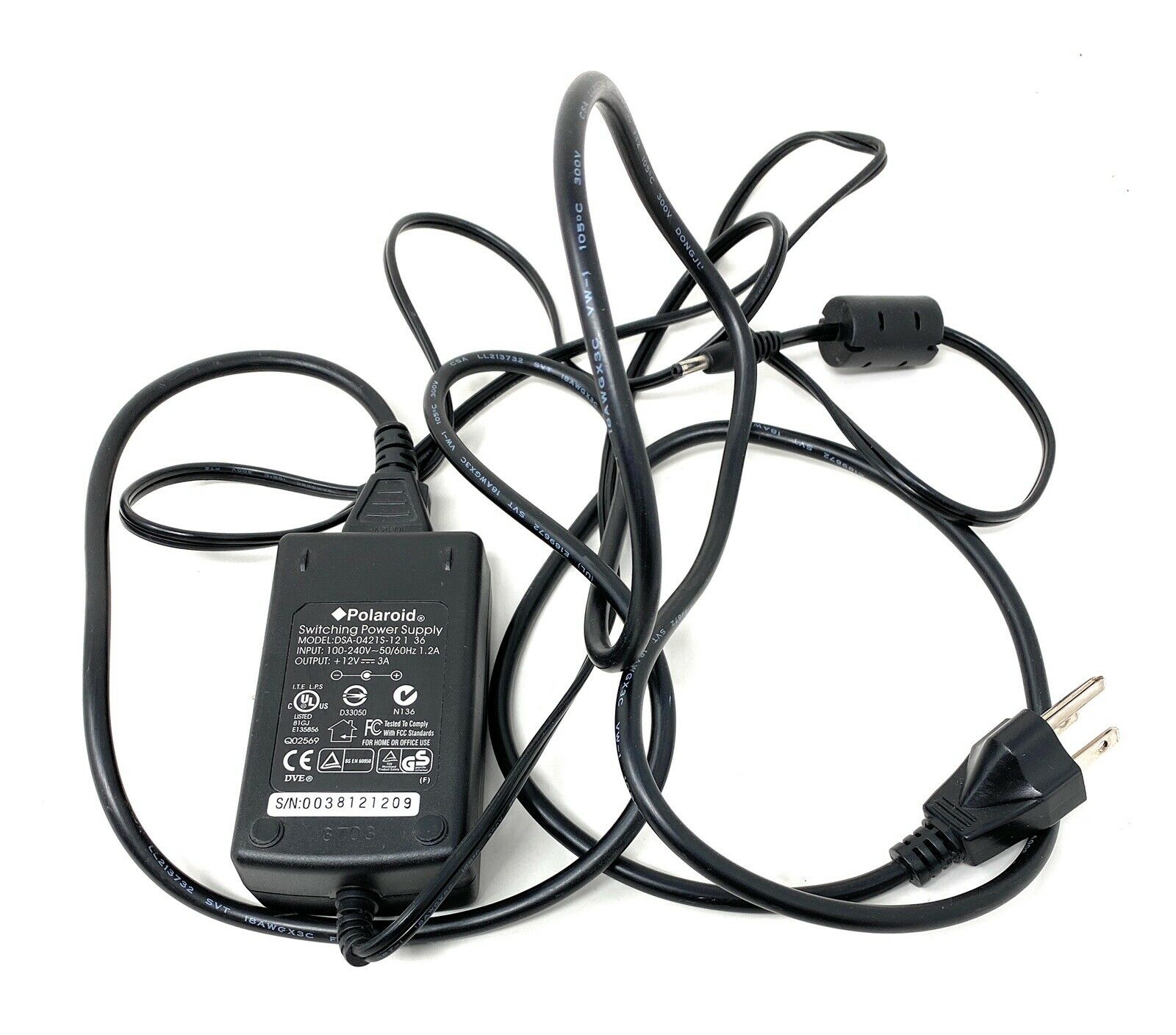 Polaroid DSA-0421S-12 1 36 Adapter AC Switching OEM Power Supply 12v 3A Working Brand: Polaroid Compatible Brand: Uni