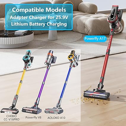 31V Charger for 25.9V Battery Cordless Vacuum Cleaner Compatible with AOLOKO A10, CHEBIO 16Pro, Powerffy A17 V8 Cordless