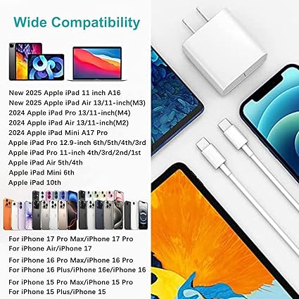 iPad Fast Charger,iPad Charger Fast Charging USB C Wall Chargers Block Plug Type C 6FT USB C to C Charging Cable Cord fo