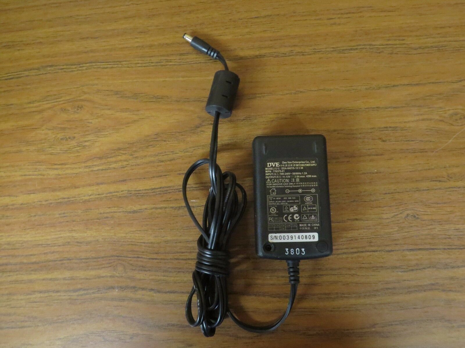 DVE AC Adapter Power Supply Cord Charger DSA-0421S-12 3 30 PN 770375-01 Type: AC/Standard MPN: 770375 01 Brand: DVE - Click Image to Close