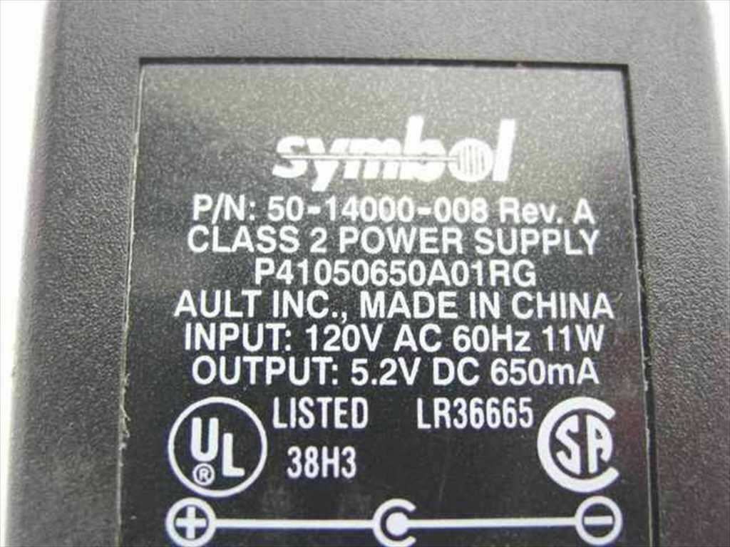 Symbol AC Adapter 5.2VDC 650mA for P300 Bar Code Scanner (50-14000-008) Brand: Symbol MPN: 50-14000-008 Compatible B