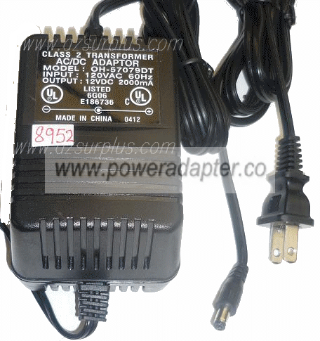 OH-57079DT AC ADAPTER 12VDC 2000mA USED -(+) 2.1x5.5x10mm ROUND