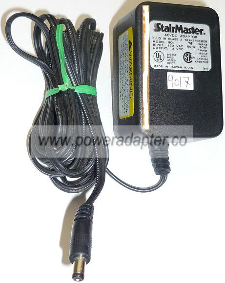 STAIRMASTER WP-3 AC ADAPTER 9VDC 1Amp USED 2.5x5.5mm ROUND BARRE - Click Image to Close