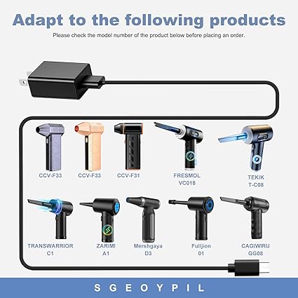 Charger Compatible with CCV F33 F31 for FRESMOL ‎VC018 Handheld Cordless Electric Mini Blower Charging Adapter Replaceme