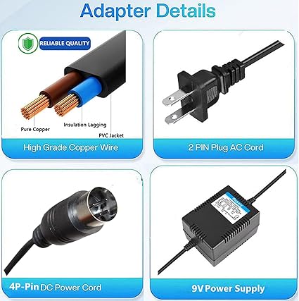 9VAC Adapterfor Korg KM2 Mixer Karma N1 N1R N5 N5EX TR TR88 Triton LE Synthesizer Triton Rack SP500 Digital Piano TP-2 D