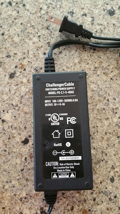 Brand for Challenger Cable AC Switching Power Supply PS-2.1-5-4DAC Adapter 5V 4A Connector Type ps2 Output Wattage 20 w