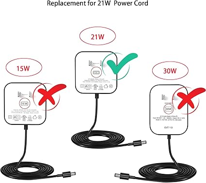 21W Power Cord Replacement for Alexa Echo Show (1st Gen/3rd Gen 2023 Release), Echo Plus (1st Gen), SK705DI, XC56PY, MW4