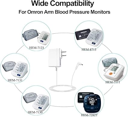 6V AC Adapter for Omron Blood Pressure Monitor Hem-ADPTW5, USA UL Listed Extra Long 6.6 Ft Cord Healthcare 5 7 10 Series