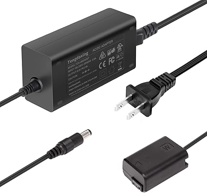 AC-PW20 Continuous Power Adapter NP-FW50 Dummy Battery for Sony Alpha ZV-E10, A5000, A5100, A6000, A6100, A6300, A6400,