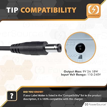 7Ft Long UL Listed 9V AC-Adapter for Brother P-Touch Labeler PT-D200 PT-1280 PT-1290 PT-12 PT-1880 PT-1800 PT-D200G PT-D