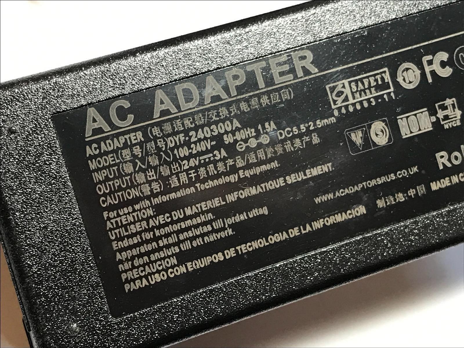 Replacement for 24V 2.5A AC Adapter model CYSE65-240250 4 Pin Power Supply PSU Voltage 24V Output Current 3A Bundl