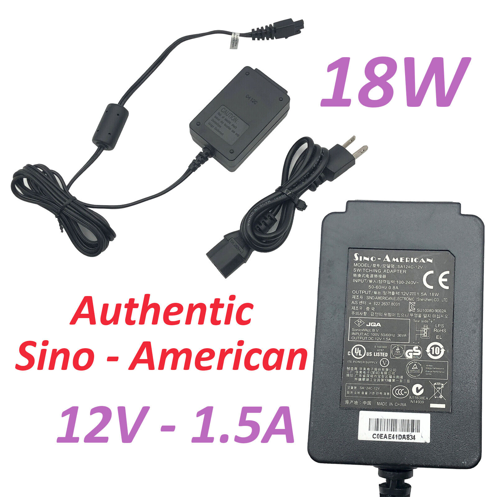 Genuine AC Power Supply Adapter for SonicWALL SOHO 250 OEM W/P.Cord Brand: Sino-American Type: AC/DC Adapter Connect - Click Image to Close