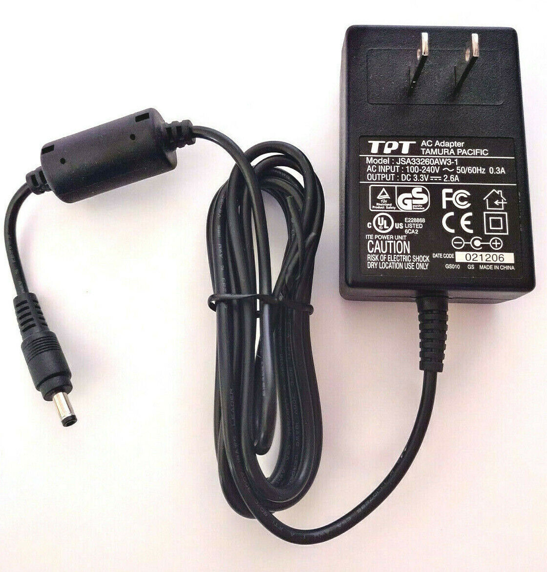 TPT JSA33260AW3-1 AC Adapter DC 3V 2.6 ITE Power Supply Transformer Charger Features: Powered MPN: Does Not Apply