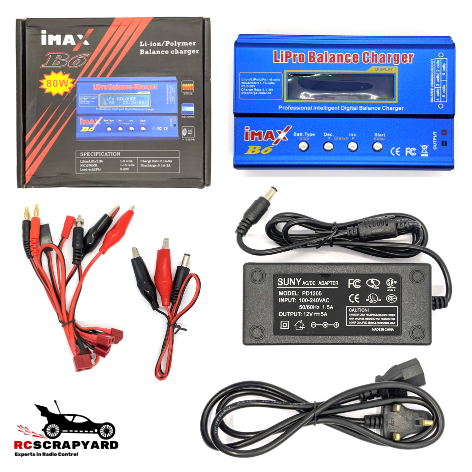 RC Battery Charger iMAX B6 Lipo NiMH Intelligent Charger WITH UK Power Supply Brand RC Scrapyard Compatible Fuel Typ