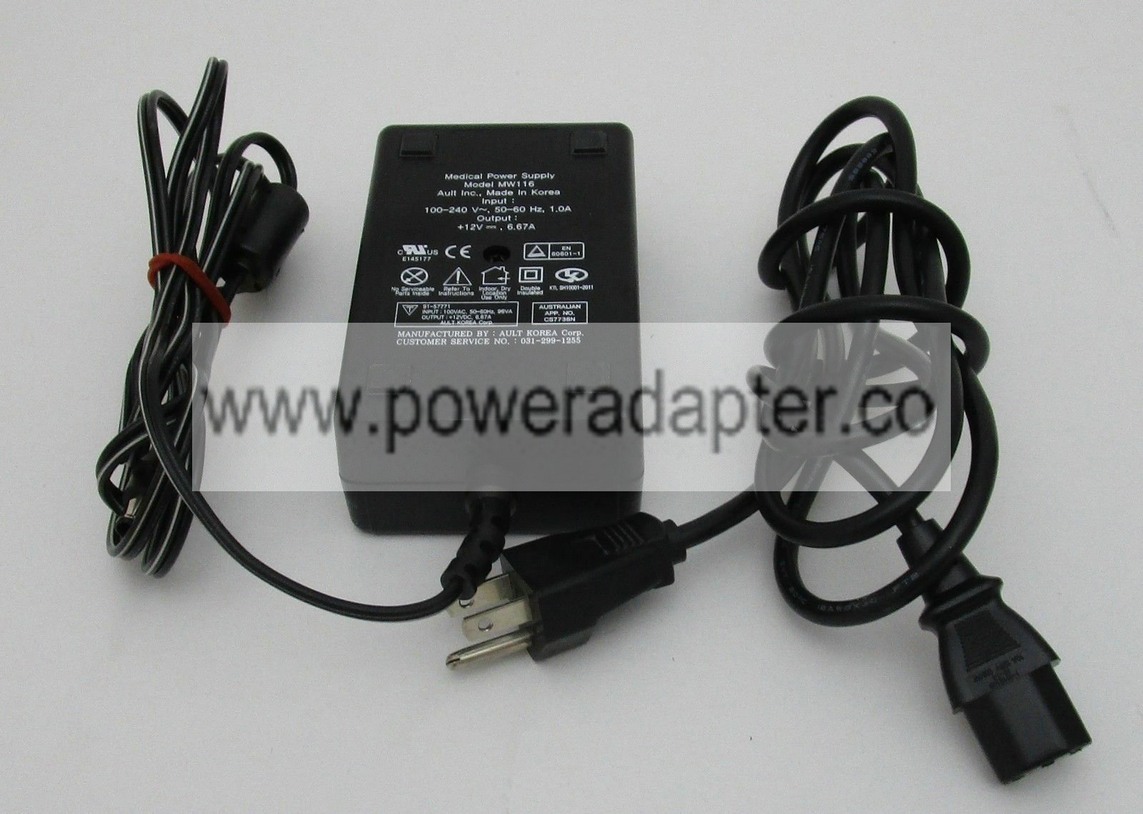 New Ault 12V 6.67A Medical Power Supply AC Power Adapter MW116 Type: AC/Standard Modified Item: No MPN: MW116 Custom - Click Image to Close