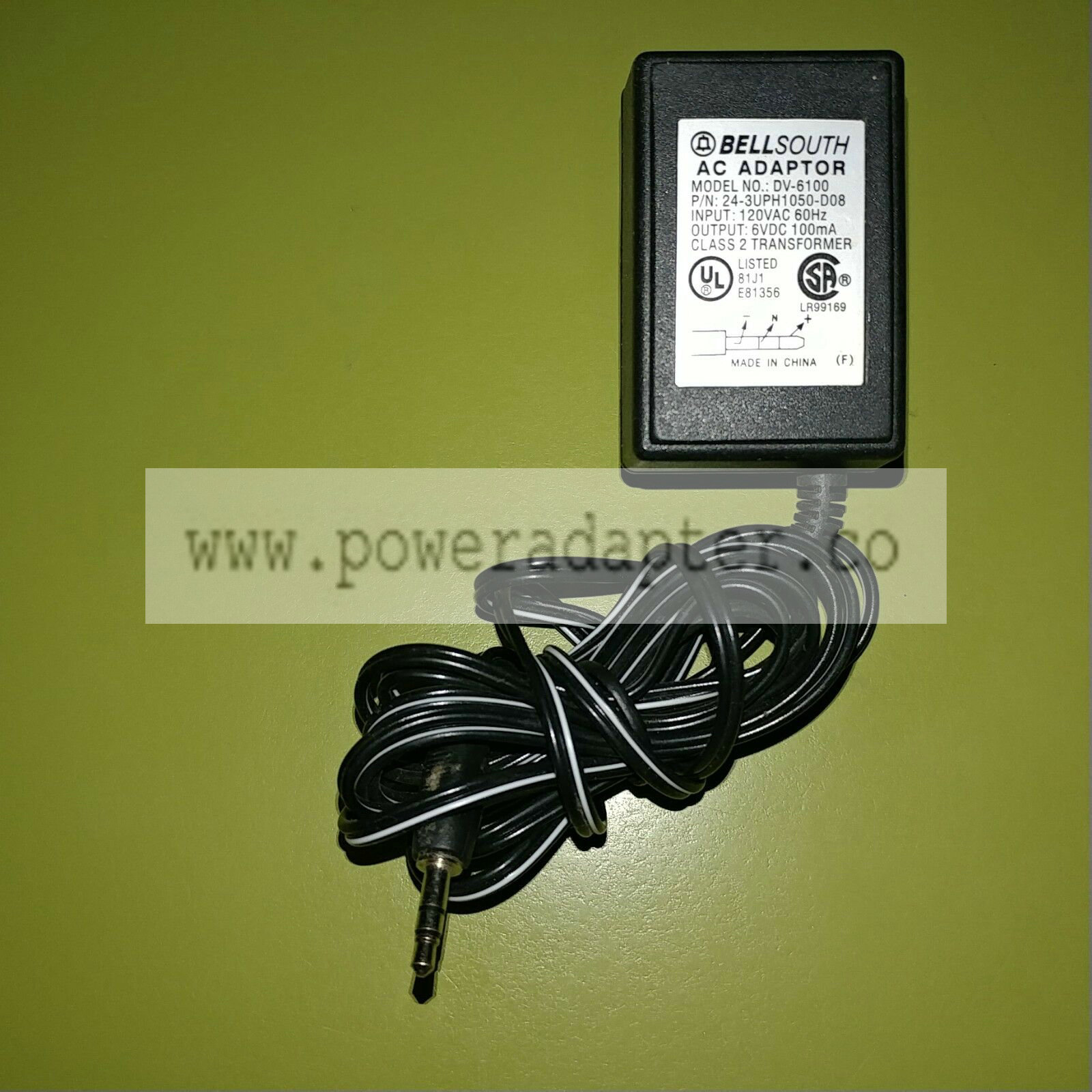 Genuine BELLSOUTH AC Adapter Power Supply Model DV-6100 6VDC 100mA Brand: Bell South Output Voltage: 6 V MPN: Does
