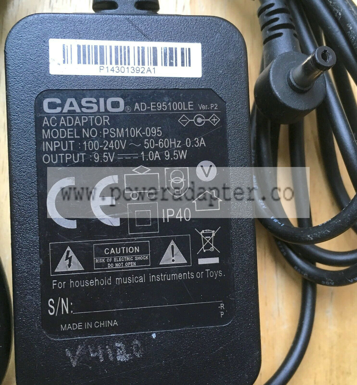GENUINE CASIO 9.5V KEYBOARD power ADAPTER PLUG MODEL PSM10E-09 AD-E95100LE CASIO 9.5V 1A Genuine Keyboard Power Supp - Click Image to Close