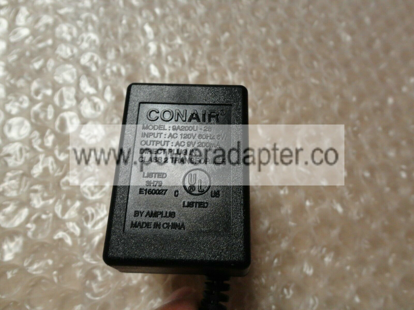 Original OEM CONAIR Adapter Model : 9A200U-28 6VDC 200mA brand: CONAIR model: 9A200U-28 input:Ac 120v 60hz 6w outp - Click Image to Close