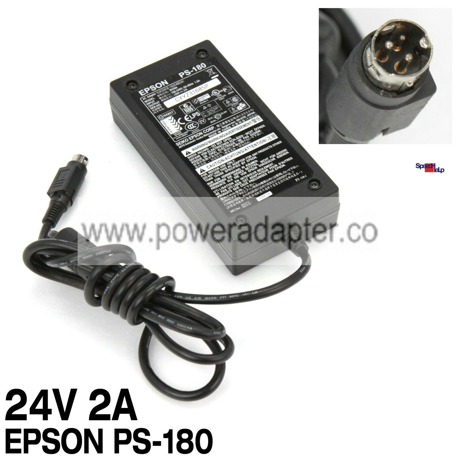Original Epson PS-590 7/12ft159A 24V Power Supply 3-PIN Receipt Printer Wincor MPN: Does Not Apply EAN: 072938939 - Click Image to Close