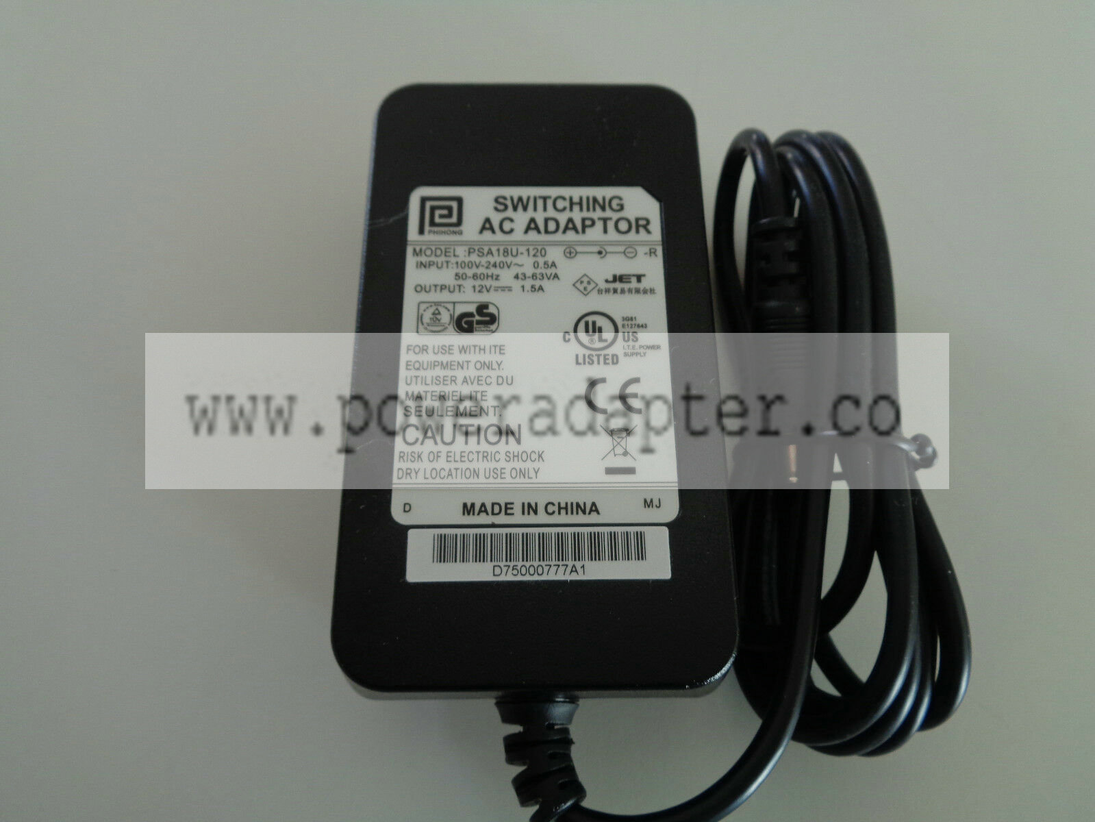 AC Adapter Power Supply Phihong PSA18U-120 Switching 12V 1.5A New Brand: Philong Maximum Current Output: 1.5A MPN: PS